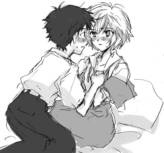 ayanami rei and ikari shinji (neon genesis evangelion) drawn by nyoriko