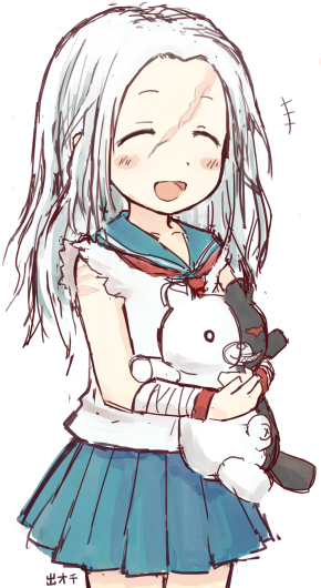 monokuma and ogami sakura (danganronpa and 1 more) drawn by hemoglo