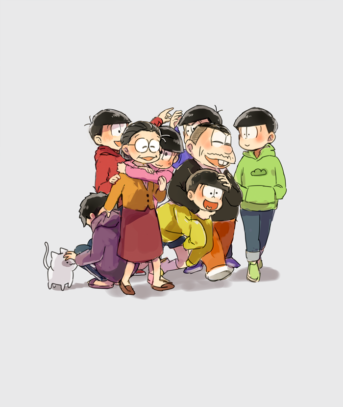 matsuno osomatsu, matsuno karamatsu, matsuno ichimatsu, matsuno jyushimatsu, matsuno choromatsu, and 3 more (osomatsu and 2 more) drawn by nuriko-kun