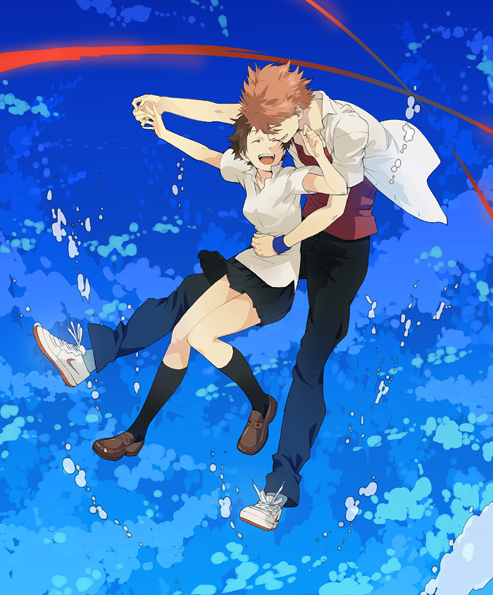 konno makoto and mamiya chiaki (toki wo kakeru shoujo) drawn by habuki