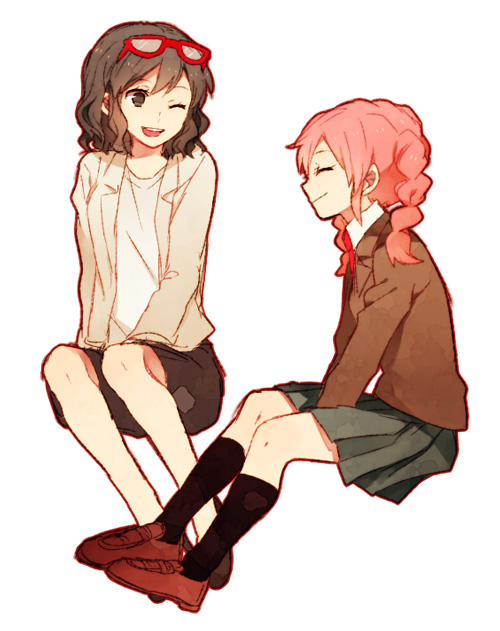 otonashi haruna and gouenji yuuka (inazuma eleven and 1 more) drawn by ono_(0_no)
