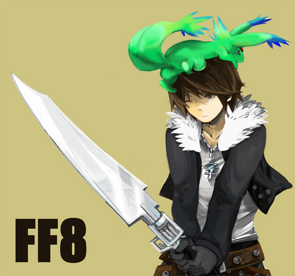 squall leonhart and carbuncle (final fantasy and 1 more) drawn by shiyoge