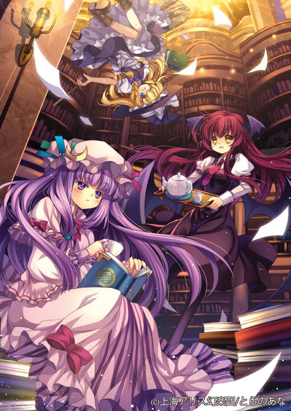 kirisame marisa, patchouli knowledge, and koakuma (touhou) drawn by capura_lin