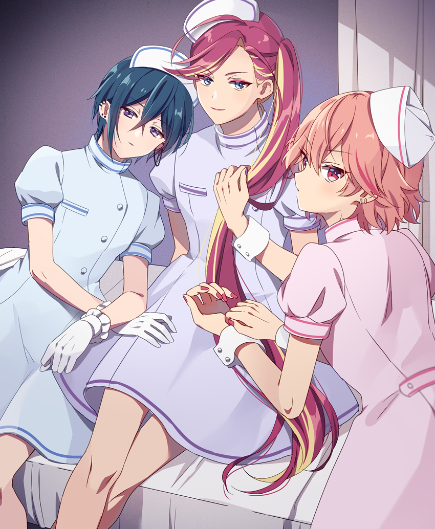 hinata mahiru, atago rentaro, and kurenai ageha (dankira!!!) drawn by riku_(melty_drop)
