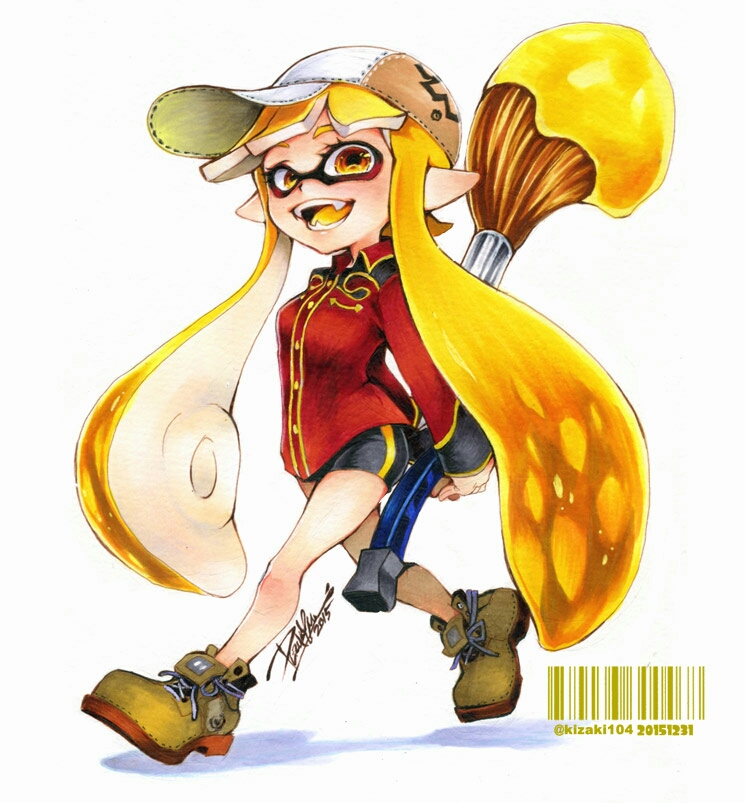 inkling player character and inkling girl (splatoon and 1 more) drawn by isamu-ki_(yuuki)