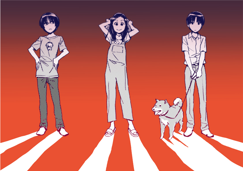 shiina kurumi, murase naoki, hirauchi mayu, and melos (yuuyami doori tankentai) drawn by katou_haruaki