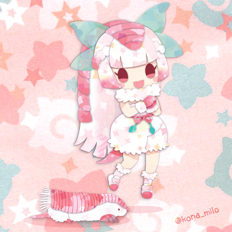 pink fairy armadillo (kemono friends) drawn by kikuchi_milo