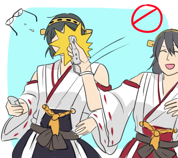 haruna and kirishima (kantai collection) drawn by kaisendon_(sa_kaisen)
