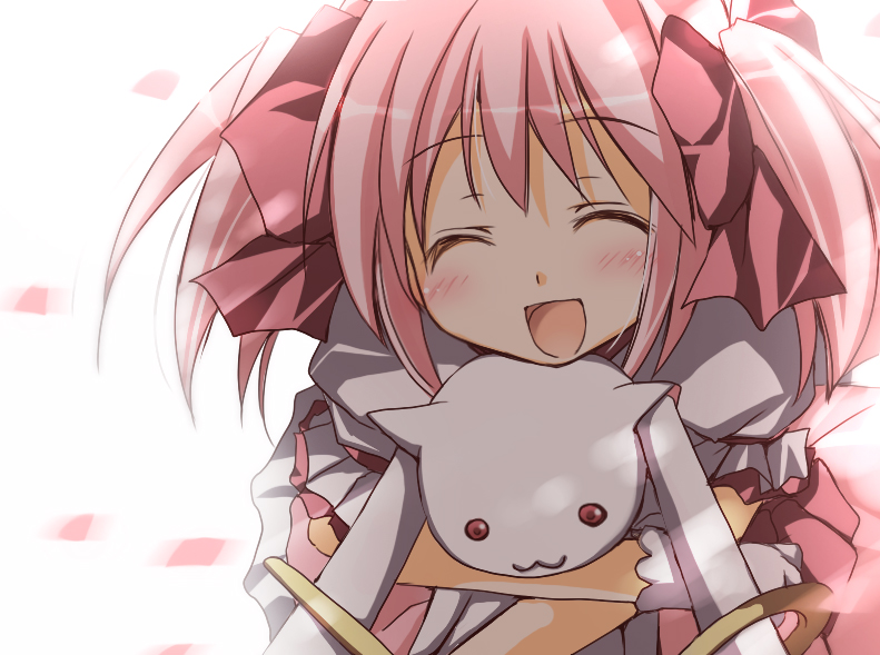 kaname madoka and kyubey (mahou shoujo madoka magica) drawn by mizusawa_mimori