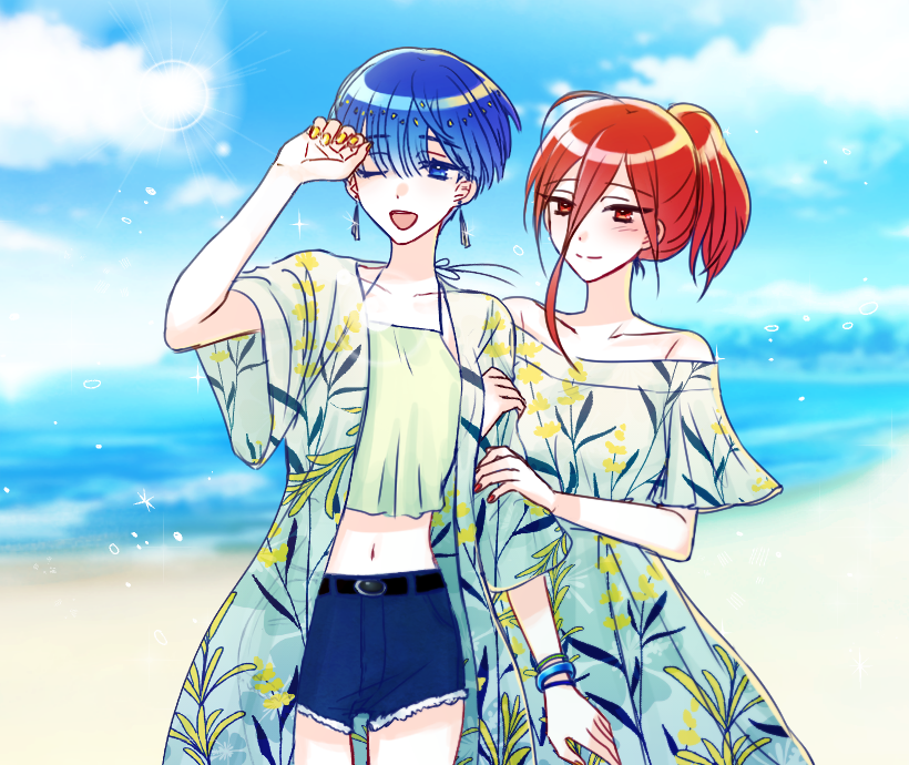 phosphophyllite and cinnabar (houseki no kuni) drawn by pin_(velika)