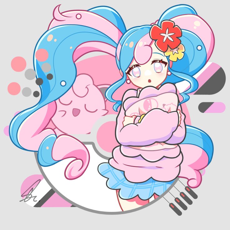hatsune miku, jigglypuff, fairy miku, voltorb, and clefairy sprite (pokemon and 2 more) drawn by saihate_(d3)