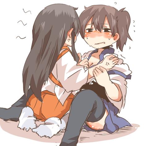 kaga and akagi (kantai collection) drawn by rebecca_(keinelove)
