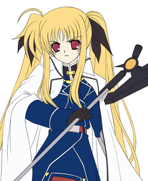 fate testarossa and bardiche (lyrical nanoha and 1 more) drawn by takenaka_hisato