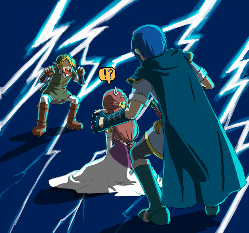 link, princess zelda, and marth (fire emblem and 3 more) drawn by goma_tonbi