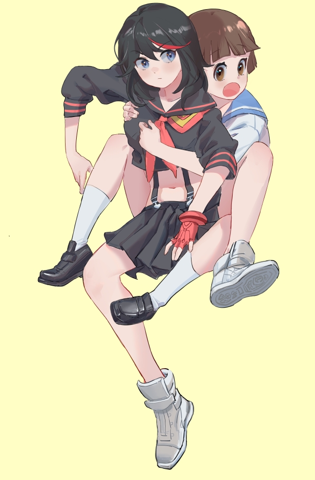 matoi ryuuko, senketsu, and mankanshoku mako (kill la kill) drawn by aowuawei