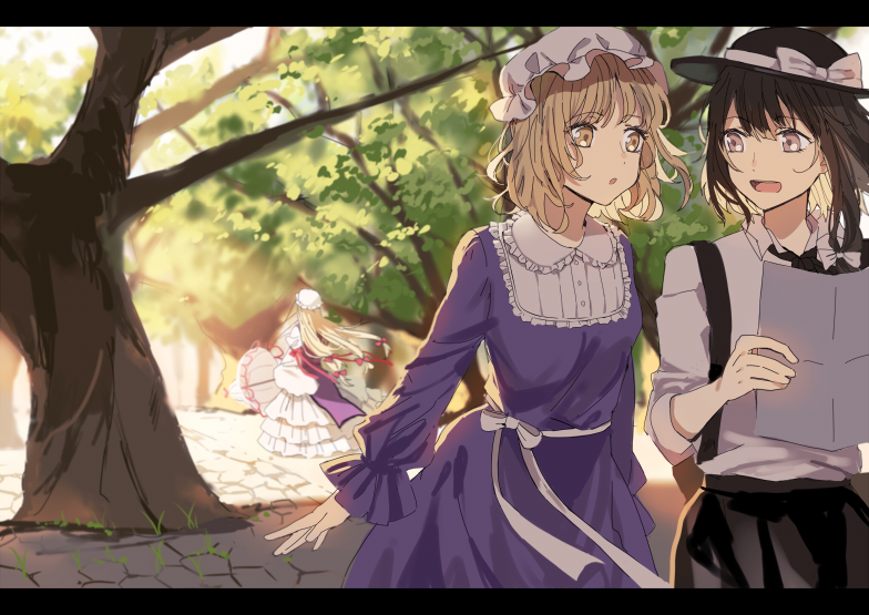 yakumo yukari, usami renko, and maribel hearn (touhou) drawn by red_medicine