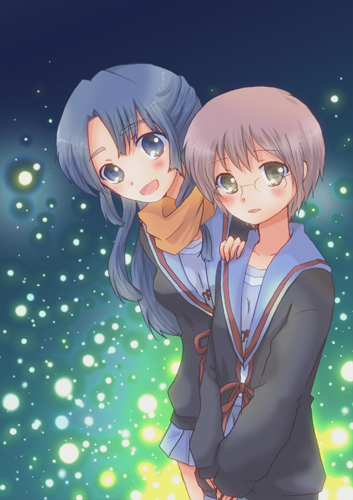 nagato yuki and asakura ryoko (suzumiya haruhi no yuuutsu and 1 more) drawn by yoshizoe_eiko
