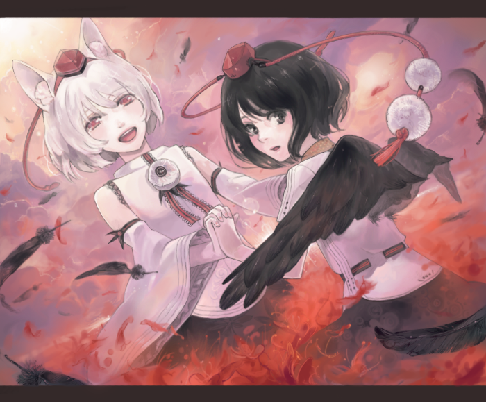 shameimaru aya and inubashiri momiji (touhou) drawn by nishihara_isao