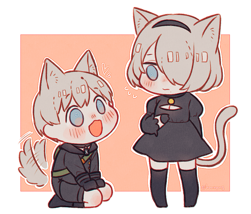2b and 9s (nier and 1 more) drawn by hn_(artist)