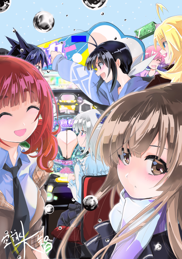 kaminashi nozomi, miyata sayaka, kawai hanabi, aoba kazane, toyoguchi non, and 2 more (original and 1 more) drawn by sorayomi_daichi