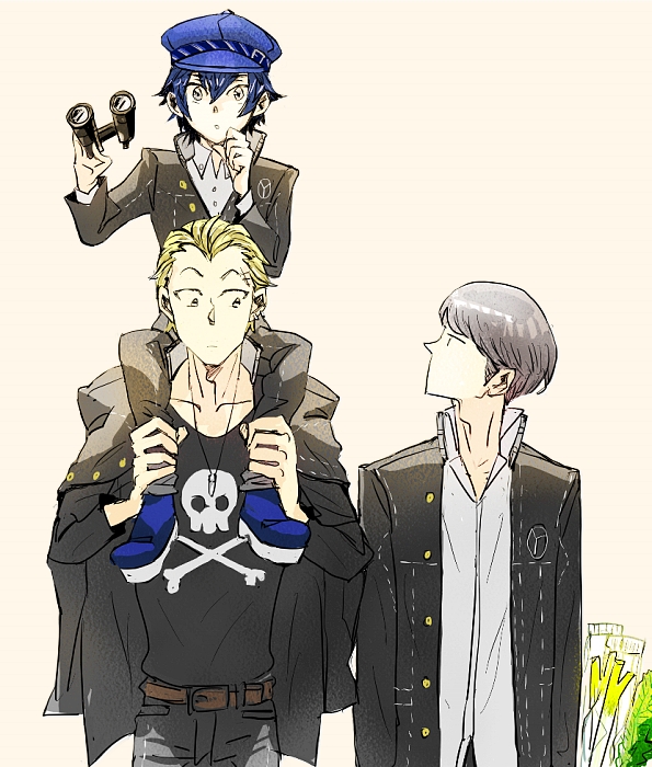 narukami yu, shirogane naoto, and tatsumi kanji (persona and 1 more) drawn by sutei_(giru)