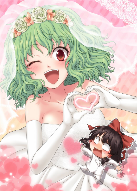 hakurei reimu and kazami yuuka (touhou) drawn by mokku