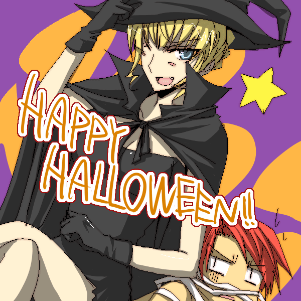 beatrice and ushiromiya battler (umineko no naku koro ni) drawn by isya