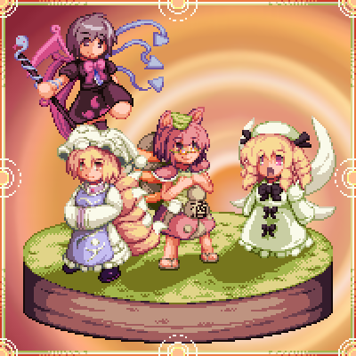 yakumo ran, houjuu nue, futatsuiwa mamizou, and luna child (touhou) drawn by kisasage_kouta