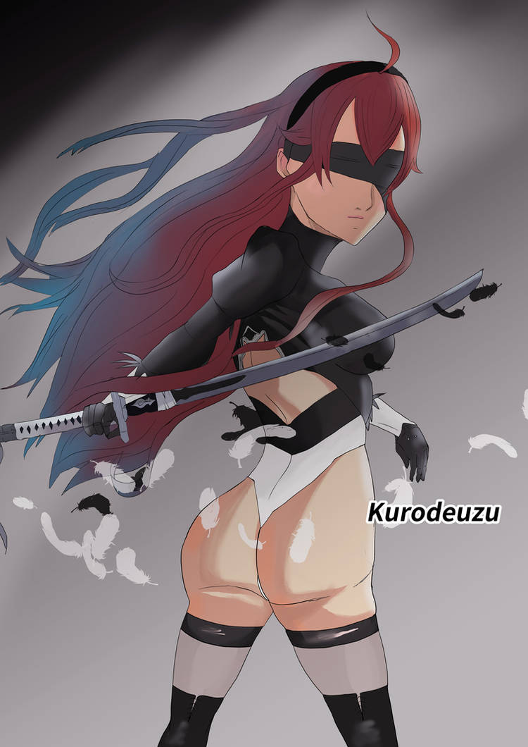 2b and eris greyrat (nier and 2 more) drawn by kurodeuzu
