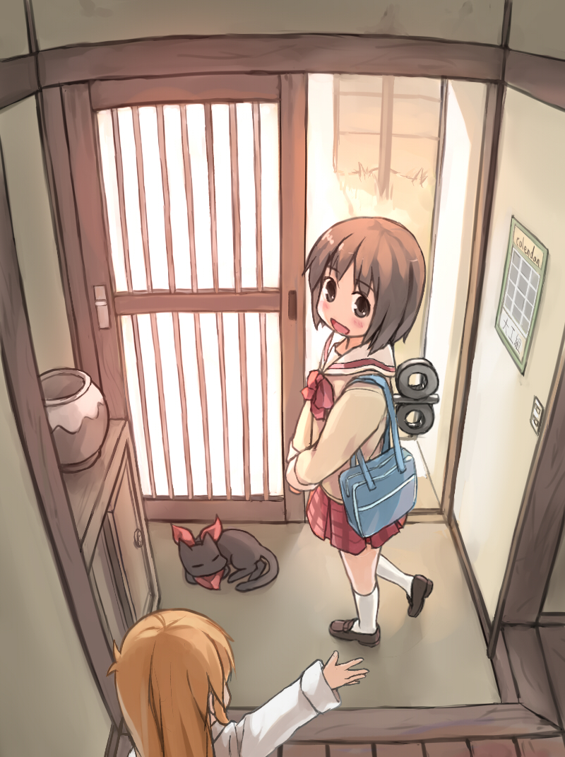 shinonome nano, professor shinonome, and sakamoto (nichijou) drawn by xiao_qiang_(overseas)