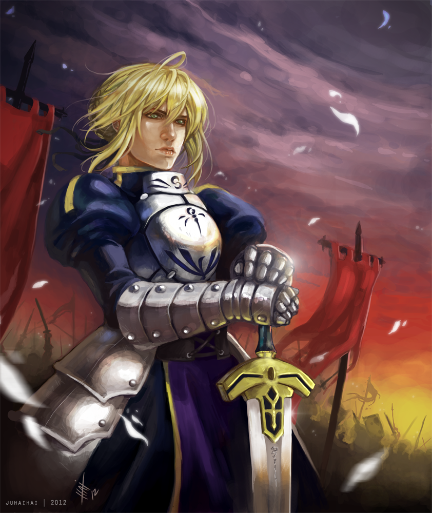 artoria pendragon and saber (fate and 1 more) drawn by juhaihai