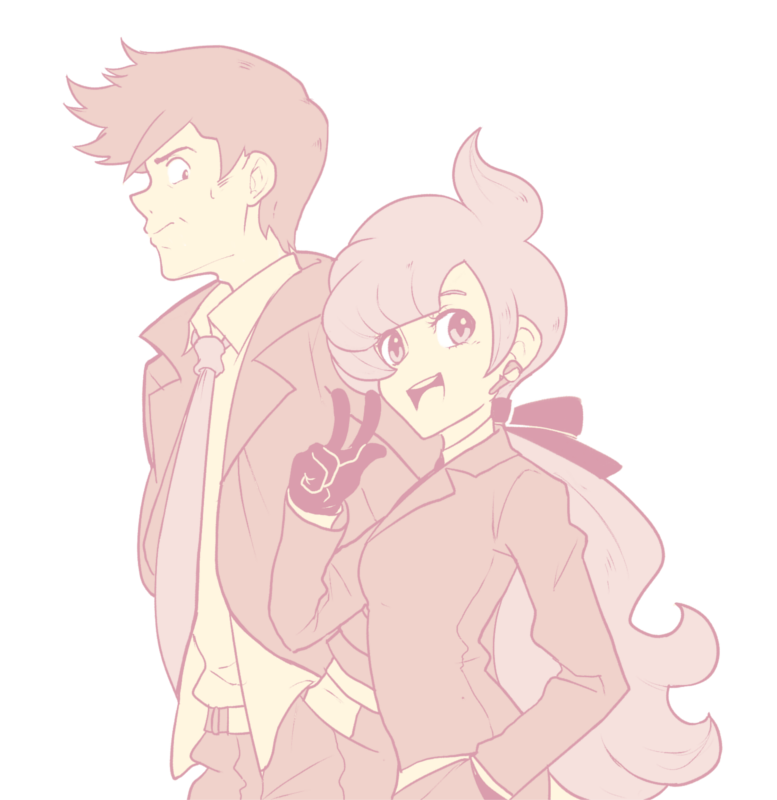 anabel and looker (pokemon and 1 more) drawn by sally_(luna-arts)