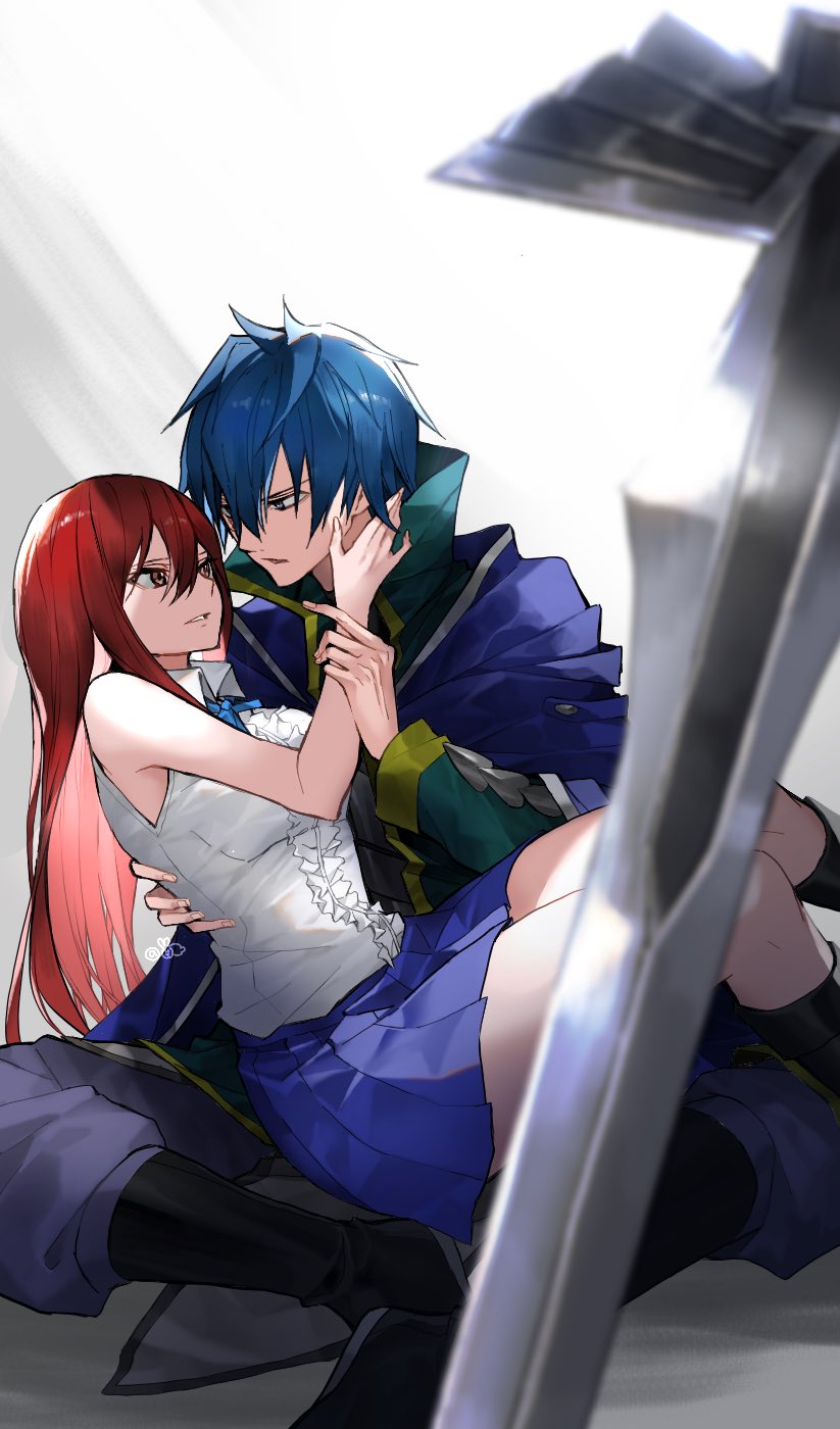 erza scarlet and jellal fernandes (fairy tail) drawn by yae_chitokiya