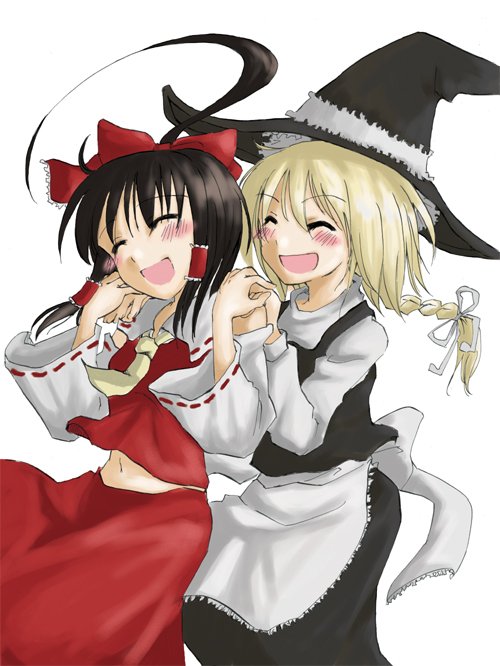hakurei reimu and kirisame marisa (touhou) drawn by ako_(so_crazy!?)