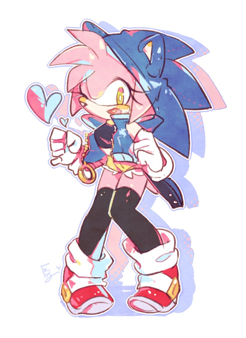 sonic the hedgehog and amy rose (sonic) drawn by weon1119