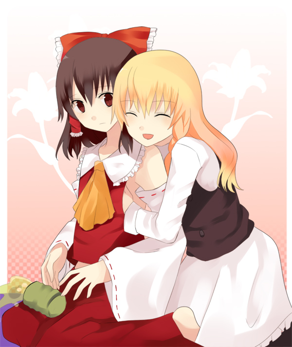 hakurei reimu and kirisame marisa (touhou) drawn by nanami_(mimimimimimimi)