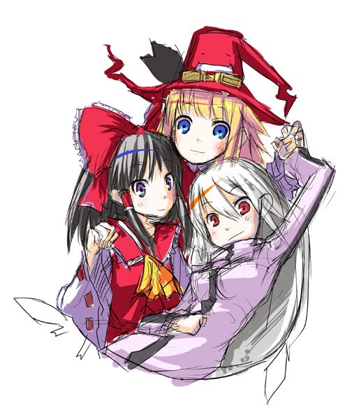 hakurei reimu, suguri, and pril patowle (touhou and 2 more) drawn by kanamari_yukikuni