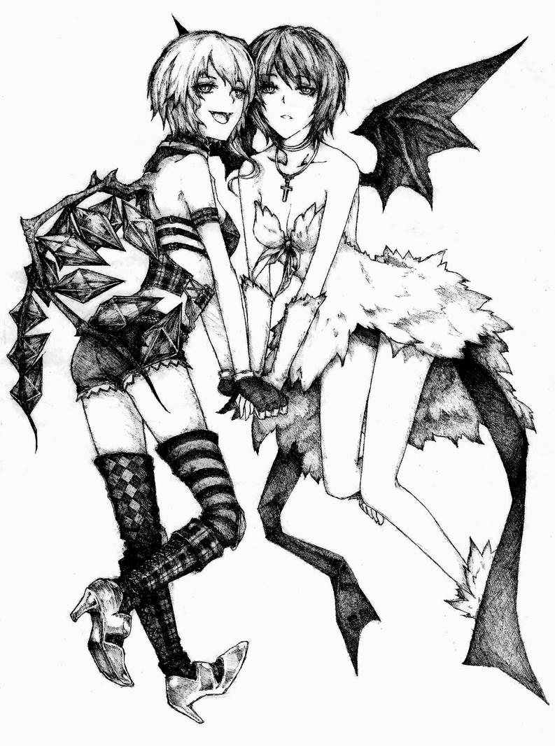remilia scarlet and flandre scarlet (touhou) drawn by freewaterlemon