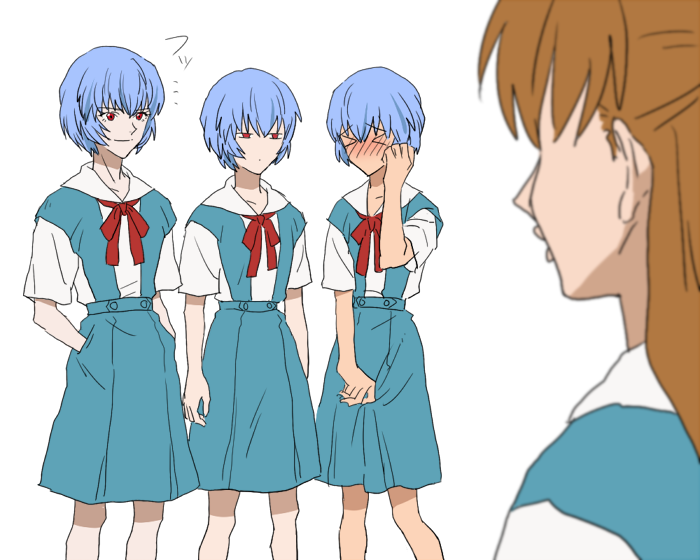 souryuu asuka langley, ayanami rei, ikari shinji, and nagisa kaworu (neon genesis evangelion) drawn by rakugakimix