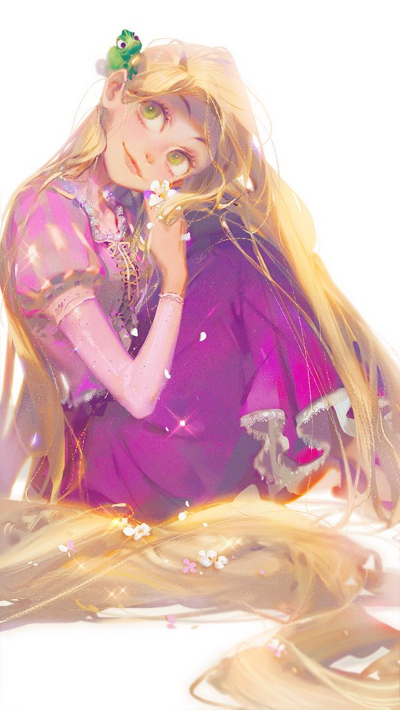 rapunzel and pascal (disney and 1 more) drawn by mian_lang