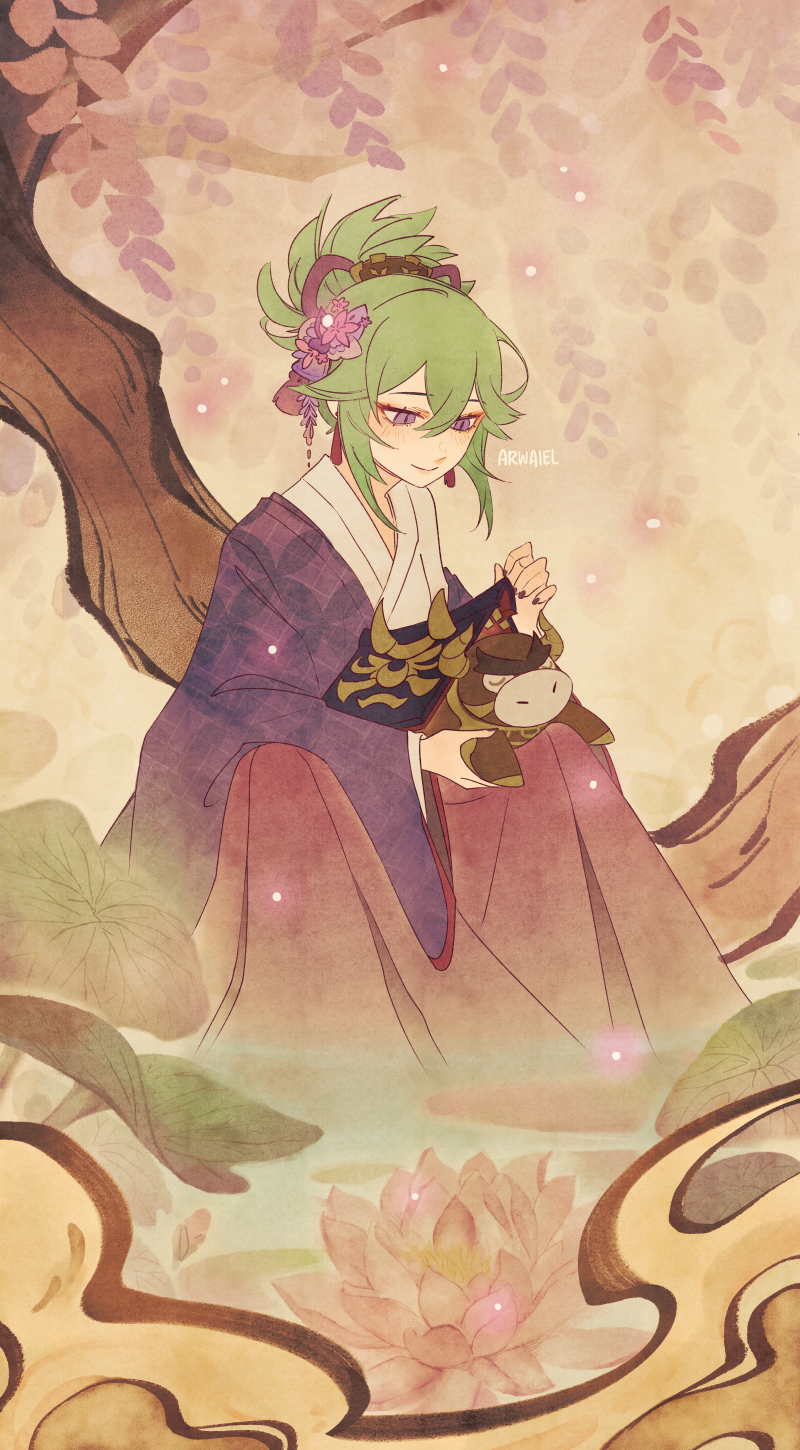 kuki shinobu and ushi (genshin impact) drawn by arwaiel