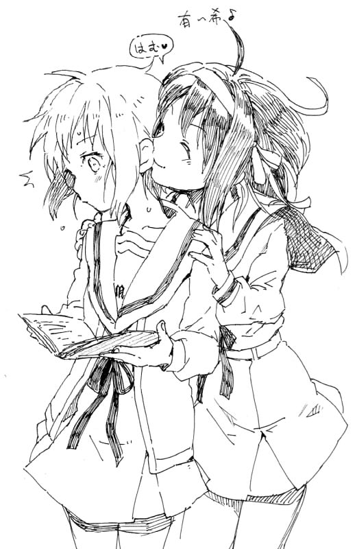 suzumiya haruhi and nagato yuki (suzumiya haruhi no yuuutsu) drawn by a-ka