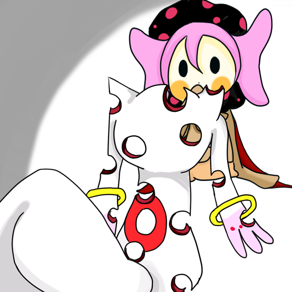 kyubey and charlotte (mahou shoujo madoka magica) drawn by sumiya_shake