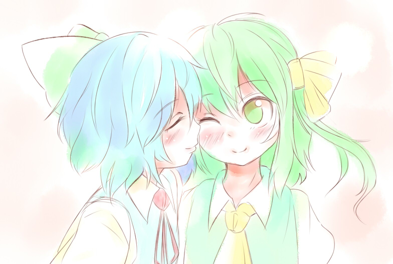 cirno and daiyousei (touhou) drawn by taka_(taka_wo_kukuru)