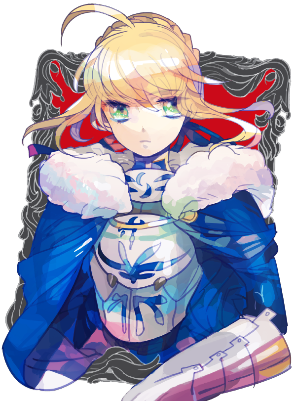 artoria pendragon and saber (fate and 1 more) drawn by maruco