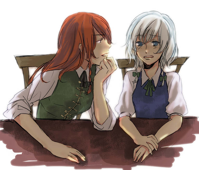 izayoi sakuya and hong meiling (touhou) drawn by nanamin