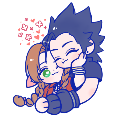 aerith gainsborough and zack fair (final fantasy and 2 more) drawn by 105zz