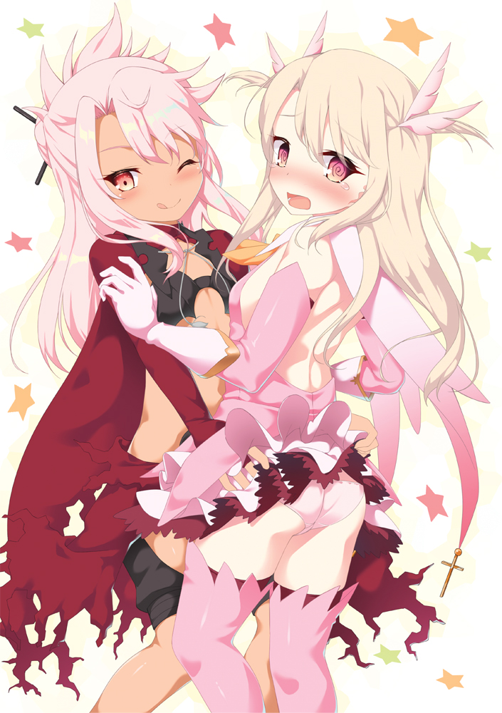 illyasviel von einzbern, chloe von einzbern, and prisma illya (fate and 1 more) drawn by ichio