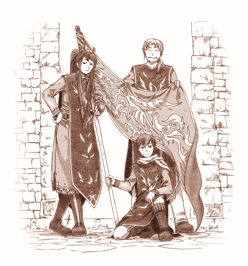 kaito, kamui gakupo, and leon (vocaloid) drawn by watari_taichi