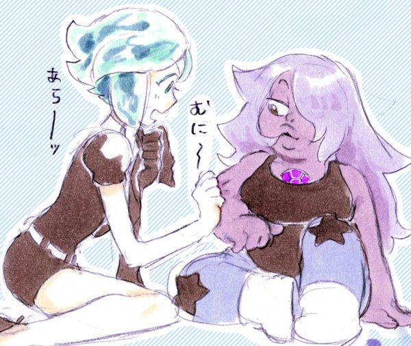 phosphophyllite and amethyst (houseki no kuni and 1 more) drawn by spboy